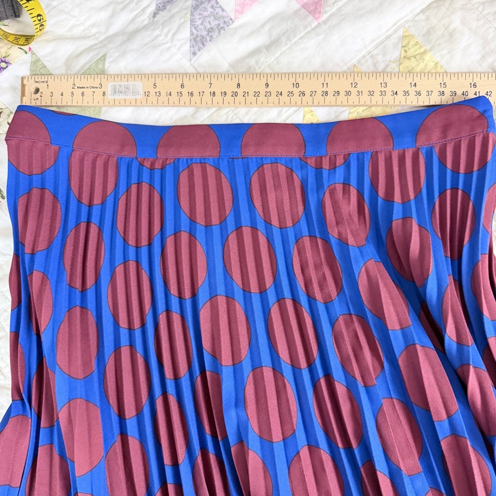 Boden Blue Burgundy Polka Dot Pleated Midi Skirt Womens 12R New - Picture 6 of 6